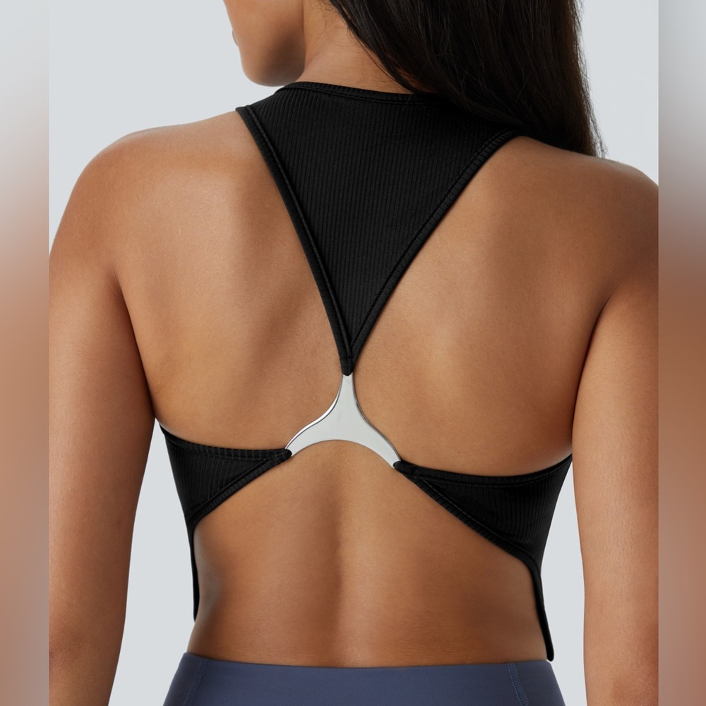 Halara Backless Decorative Metal Yoga Tank Top, Sz M